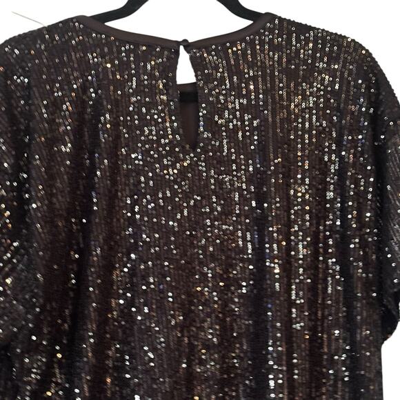 Inc International Concepts Top Black Sequin Blouse XXL NEW Lined Holidays Party - Picture 4 of 9